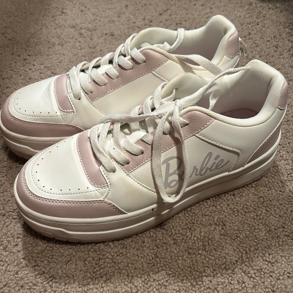 White and Pink Barbie Sneaker Tennis Shoes